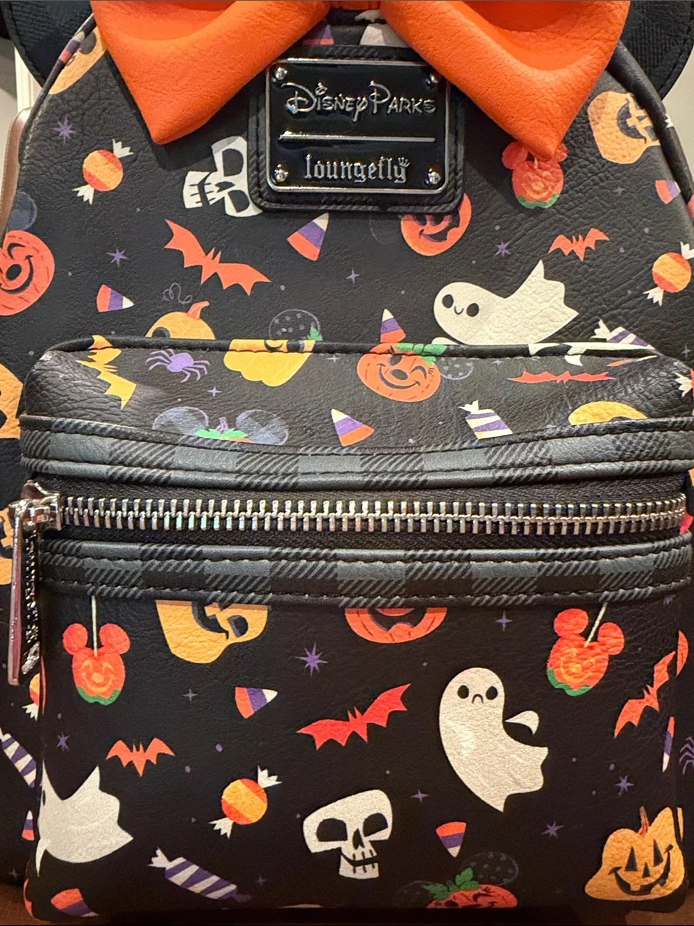 Disney Parks Loungefly Halloween Mini Backpack with Orange Bow